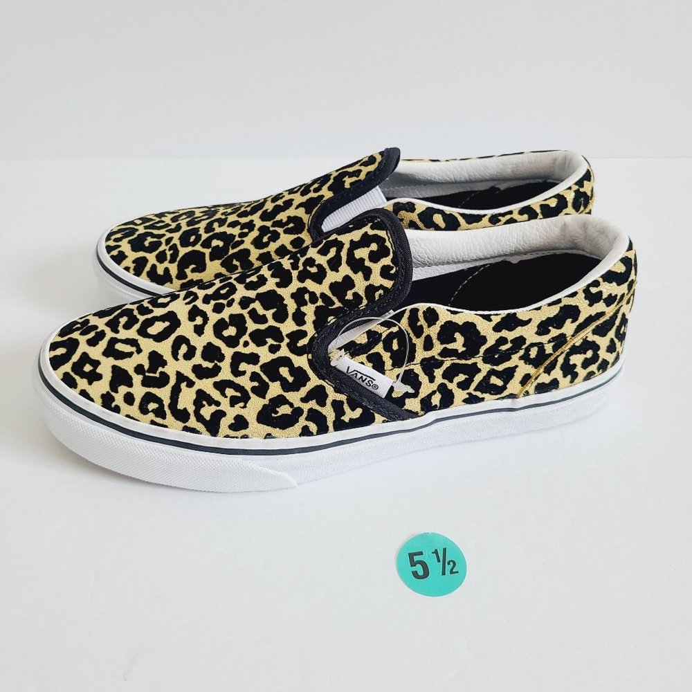 New Vans Leopard Print Slip On Shoes Velvet Glitter S… Gem